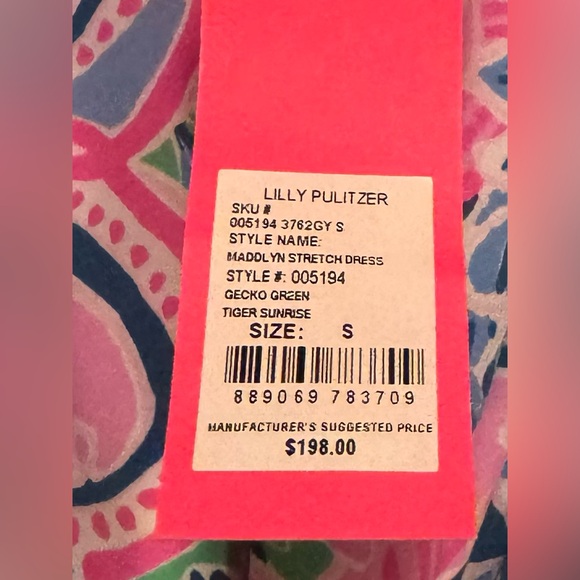 Lilly Pulitzer MADDLYN STRETCH DRESS | GECKO GREEN | TIGER SUNRISE | SMALL - Picture 5 of 6